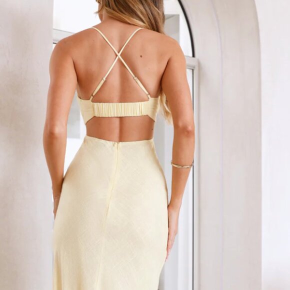 Hello Molly Fancy Brunch Date Maxi Dress Yellow - Picture 2 of 5